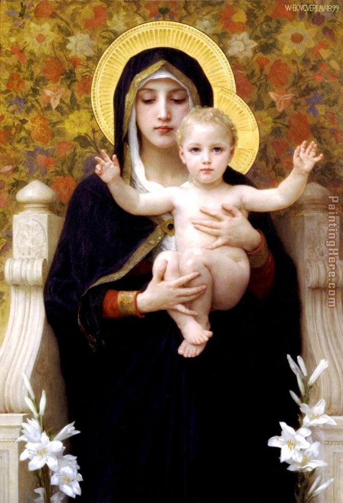 The Virgin of the Lilies painting - William Bouguereau The Virgin of the Lilies art painting